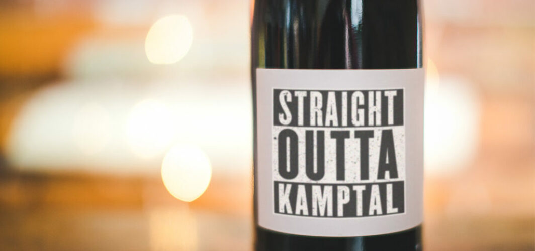 Wine bottle that reads Straight Outta Kamptal.